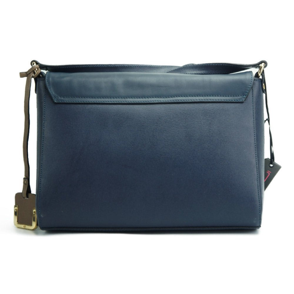 Back View of Gaspare Oversized Blue Leather Clutch Bag