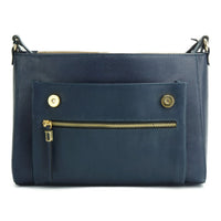 Front View of Gaspare Oversized Blue Leather Clutch Bag