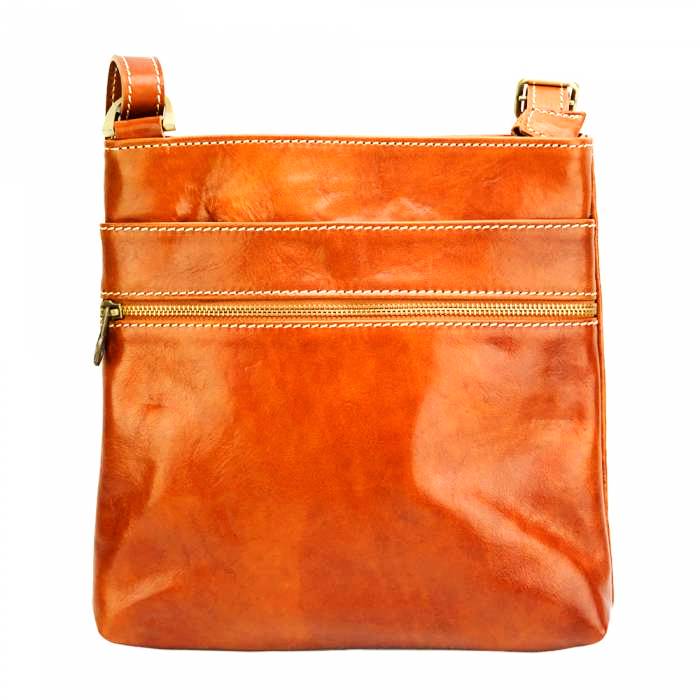 front view of genoa leather cross body bag