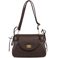 Gioia Structured Leather Flap Shoulder Bag - Leather Italiano