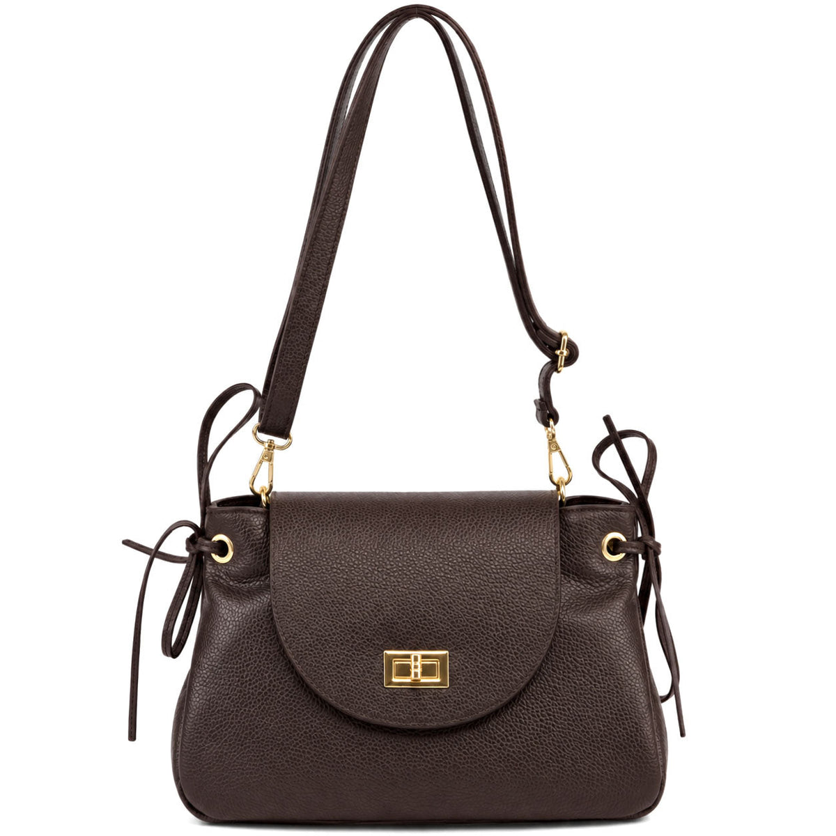 Gioia Structured Leather Flap Shoulder Bag - Leather Italiano