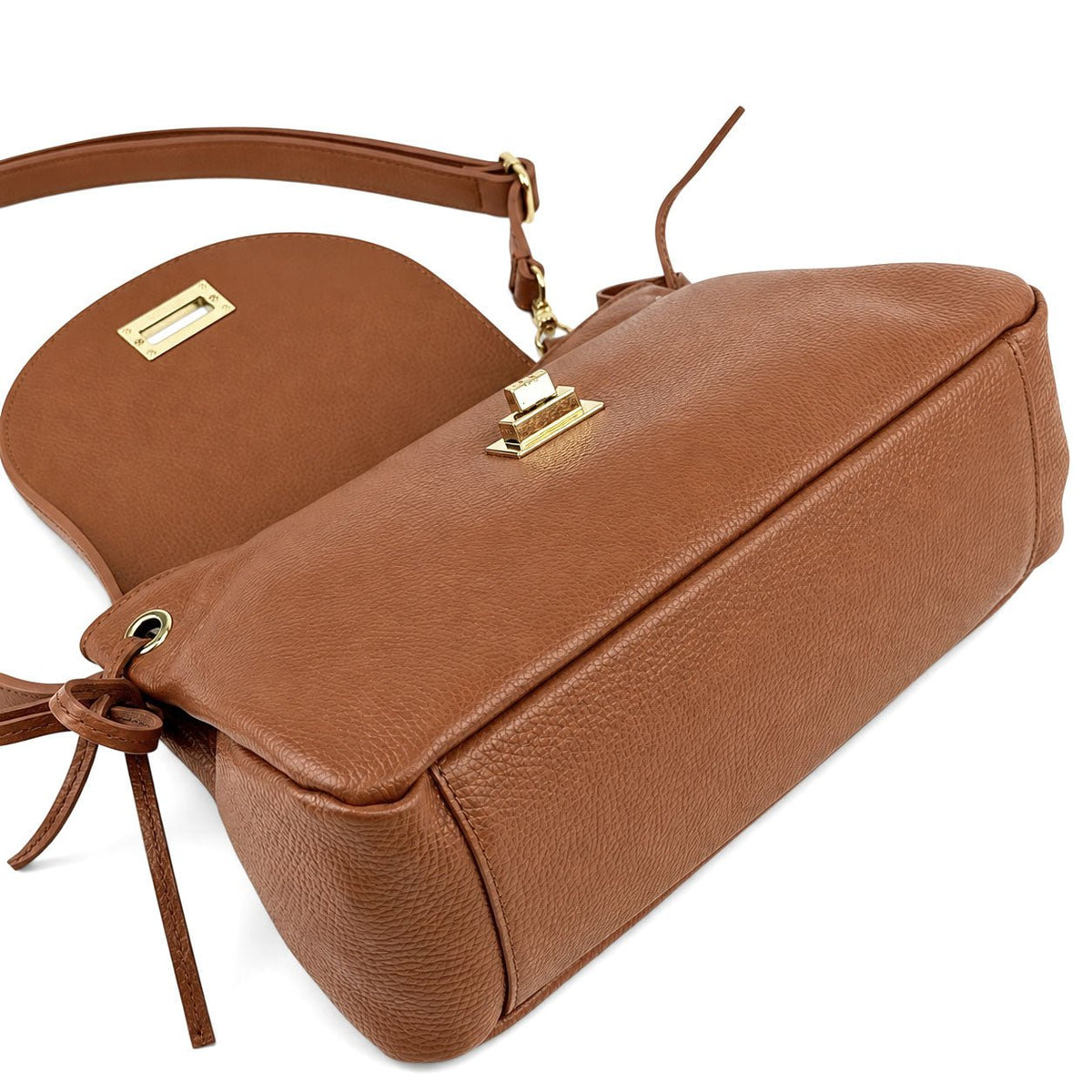 Gioia Structured Leather Flap Shoulder Bag - Leather Italiano