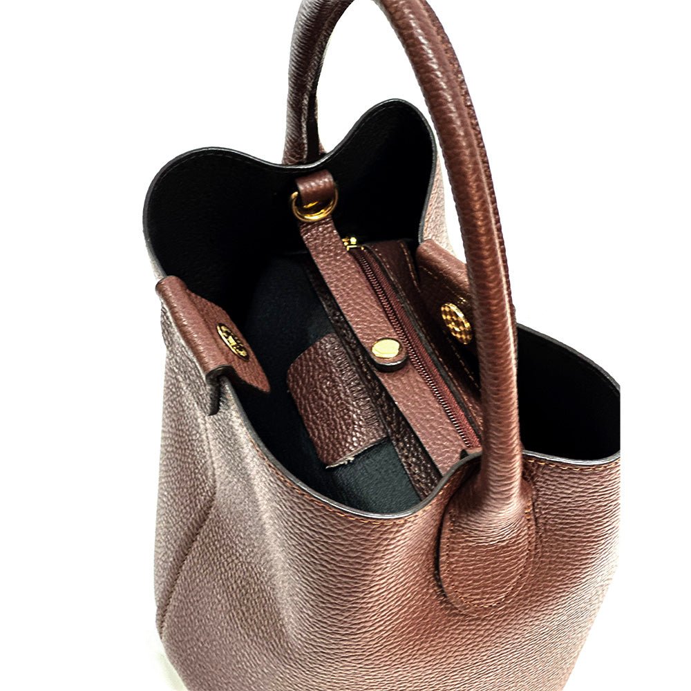 Grazia Italian Leather Bucket Bag – Elegant Everyday Shoulder Bag for Women - Leather Italiano