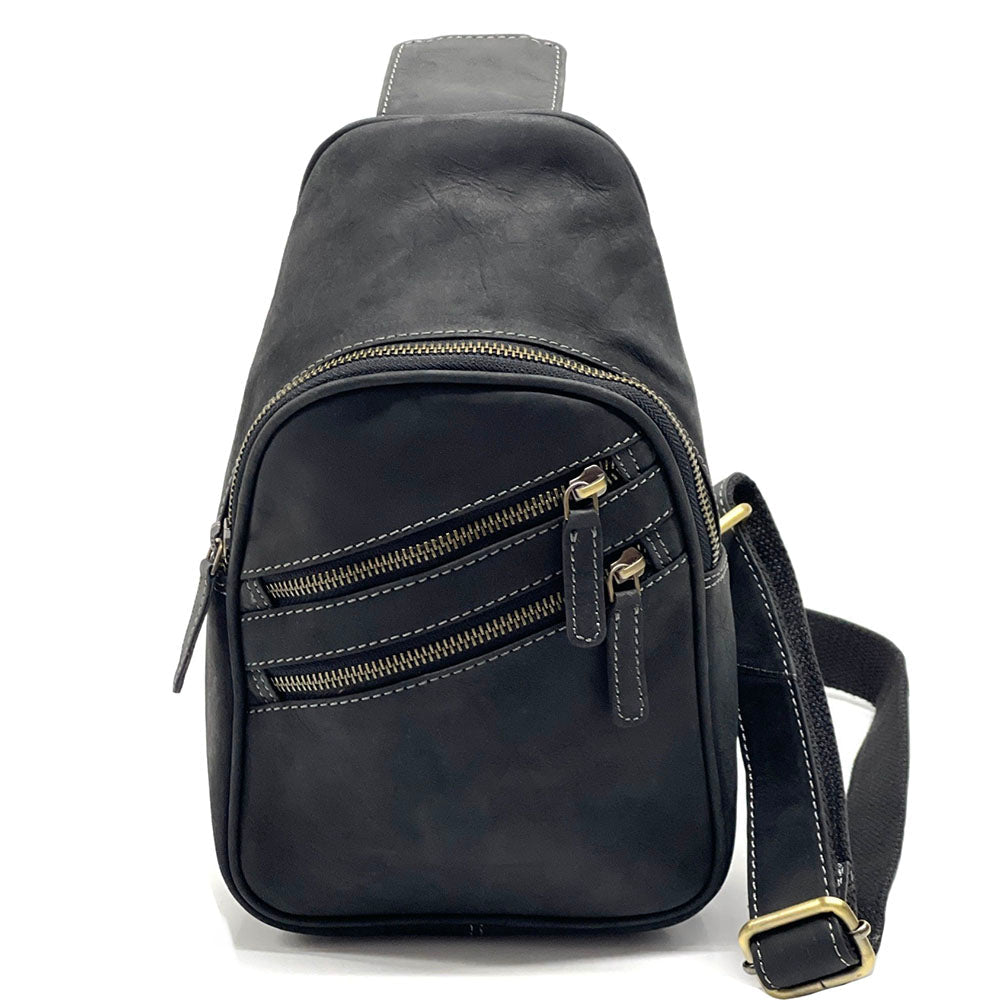 Harvey Italian Leather Sling Bag – Men’s Crossbody (Handmade in Florence) - Leather Italiano