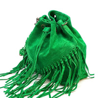 Ileana Fringed Suede Bucket Bag – Bohemian Italian Chic - Leather Italiano
