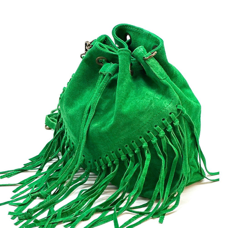 Ileana Fringed Suede Bucket Bag – Bohemian Italian Chic - Leather Italiano