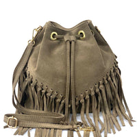 Ileana Fringed Suede Bucket Bag – Bohemian Italian Chic - Leather Italiano
