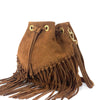 Ileana Fringed Suede Bucket Bag – Bohemian Italian Chic - Leather Italiano