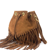 Ileana Fringed Suede Bucket Bag – Bohemian Italian Chic - Leather Italiano