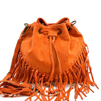 Ileana Fringed Suede Bucket Bag – Bohemian Italian Chic - Leather Italiano