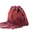 Ileana Fringed Suede Bucket Bag – Bohemian Italian Chic - Leather Italiano