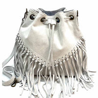 Ileana Fringed Suede Bucket Bag – Bohemian Italian Chic - Leather Italiano