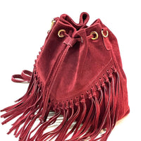 Ileana Fringed Suede Bucket Bag – Bohemian Italian Chic - Leather Italiano