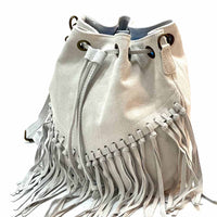 Ileana Fringed Suede Bucket Bag – Bohemian Italian Chic - Leather Italiano