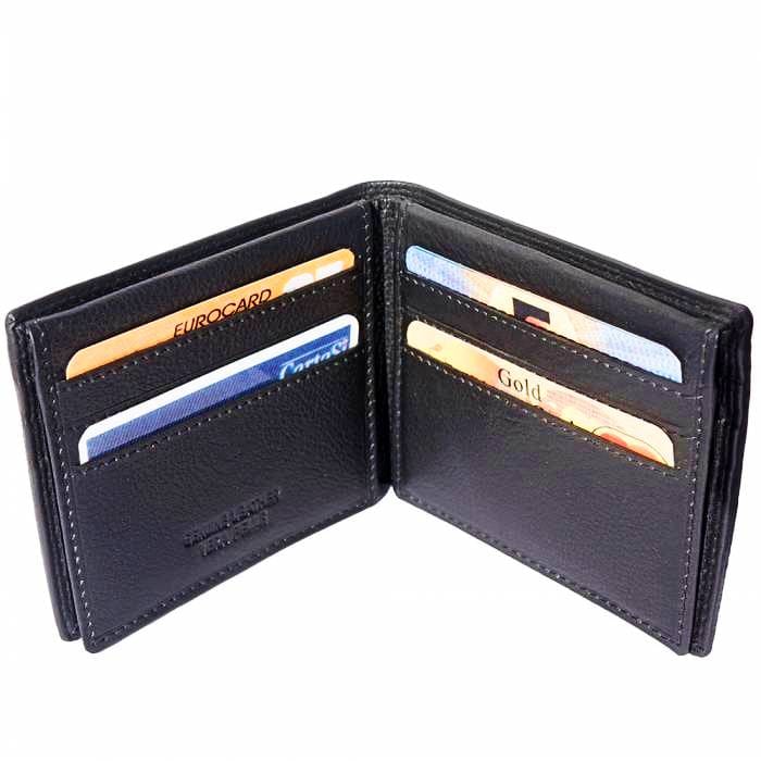 Angled view of Imperia Black Soft Leather Wallet