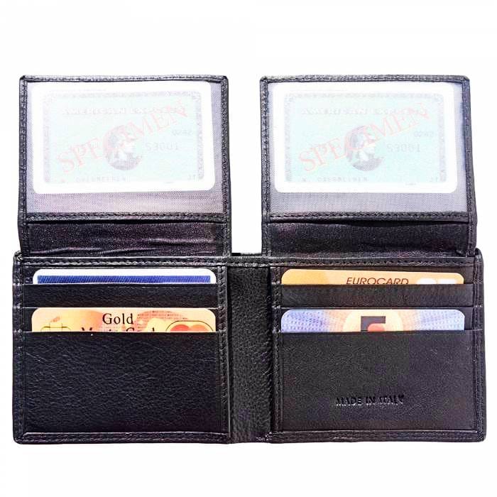 Interior of Imperia Black Soft Leather Wallet showcasing card slots and bill compartments