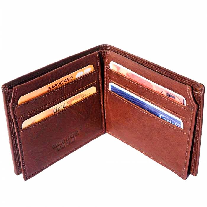 Angled view of Dark Brown Soft Leather Wallet