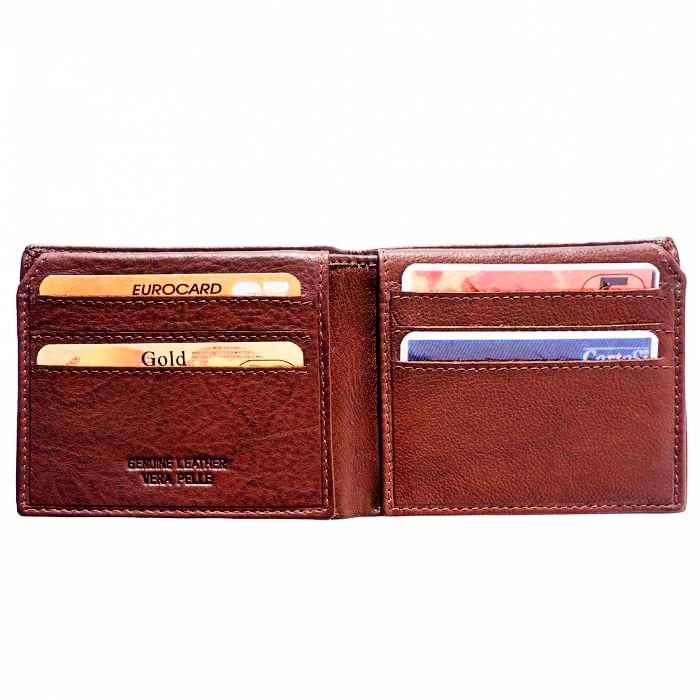 Interior view of Dark Brown Soft Leather Wallet
