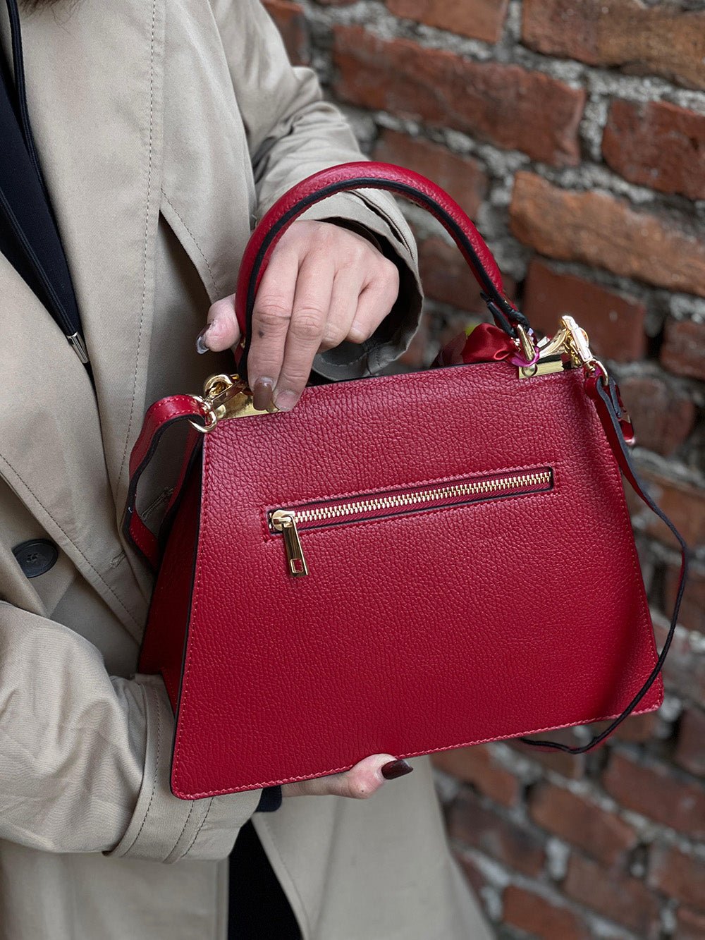 Isabella Italian Leather Bag – Elegant Structured Handbag for Women - Leather Italiano