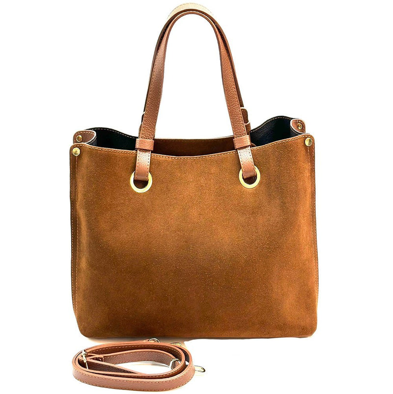 Italian Suede Leather Tote Bag - Aurelia Spacious Elegance - Leather Italiano