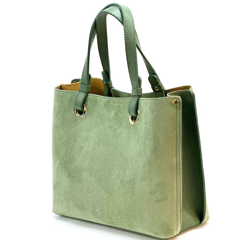 Italian Suede Leather Tote Bag - Aurelia Spacious Elegance - Leather Italiano