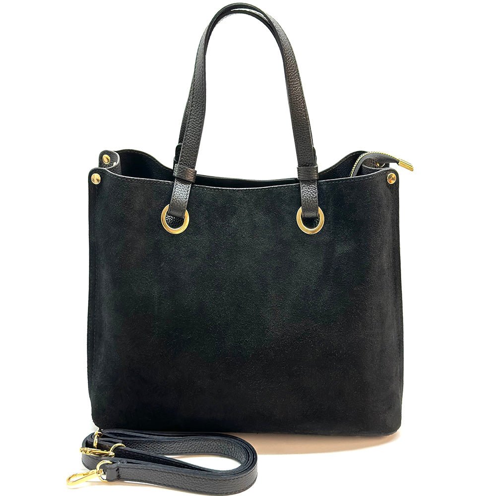 Italian Suede Leather Tote Bag - Aurelia Spacious Elegance - Leather Italiano