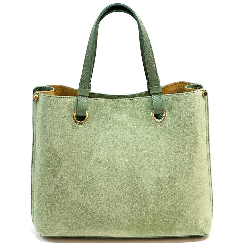 Italian Suede Leather Tote Bag - Aurelia Spacious Elegance - Leather Italiano
