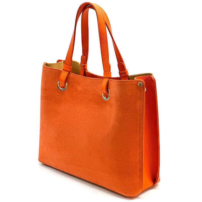 Italian Suede Leather Tote Bag - Aurelia Spacious Elegance - Leather Italiano