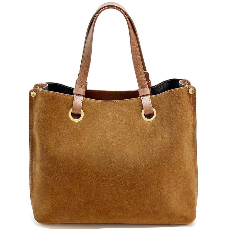 Italian Suede Leather Tote Bag - Aurelia Spacious Elegance - Leather Italiano