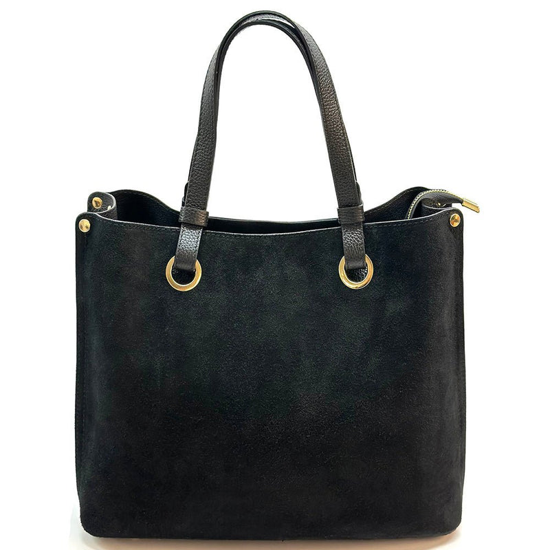 Italian Suede Leather Tote Bag - Aurelia Spacious Elegance - Leather Italiano