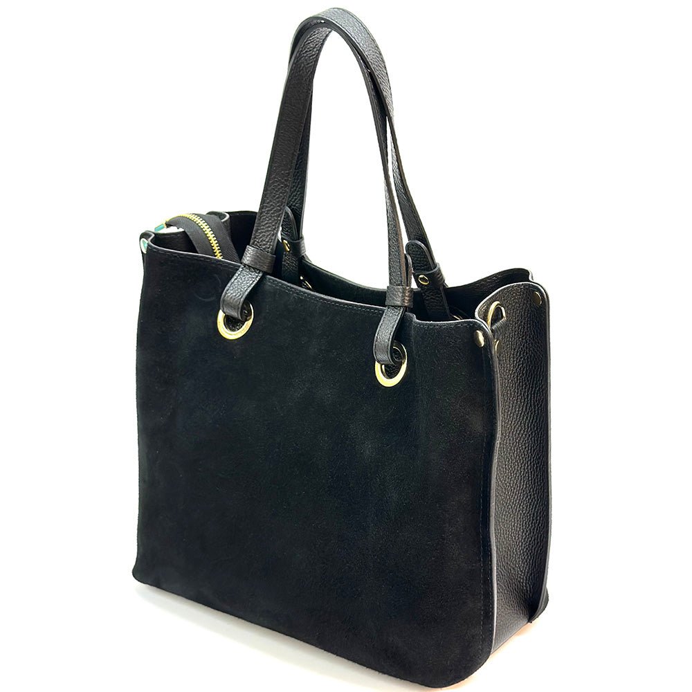 Italian Suede Leather Tote Bag - Aurelia Spacious Elegance - Leather Italiano