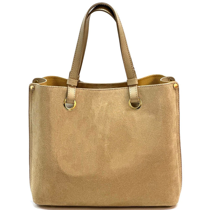 Italian Suede Leather Tote Bag - Aurelia Spacious Elegance - Leather Italiano