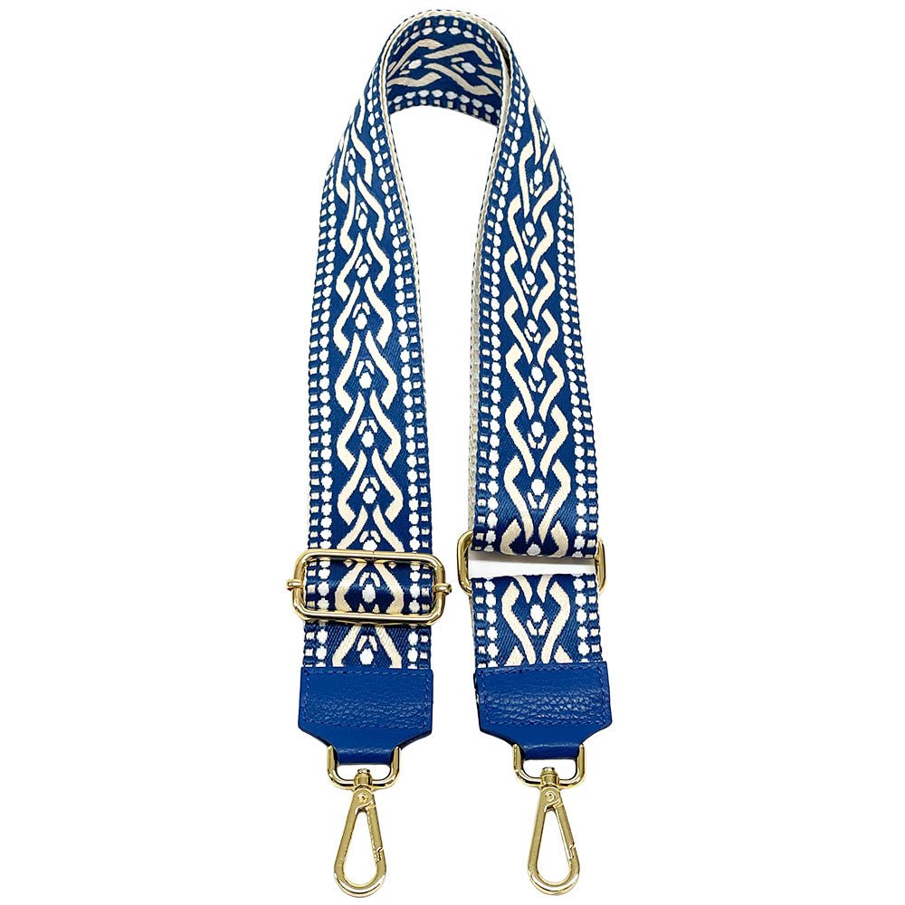 Jacquard Shoulder Strap – Tribal - Inspired Design - Leather Italiano