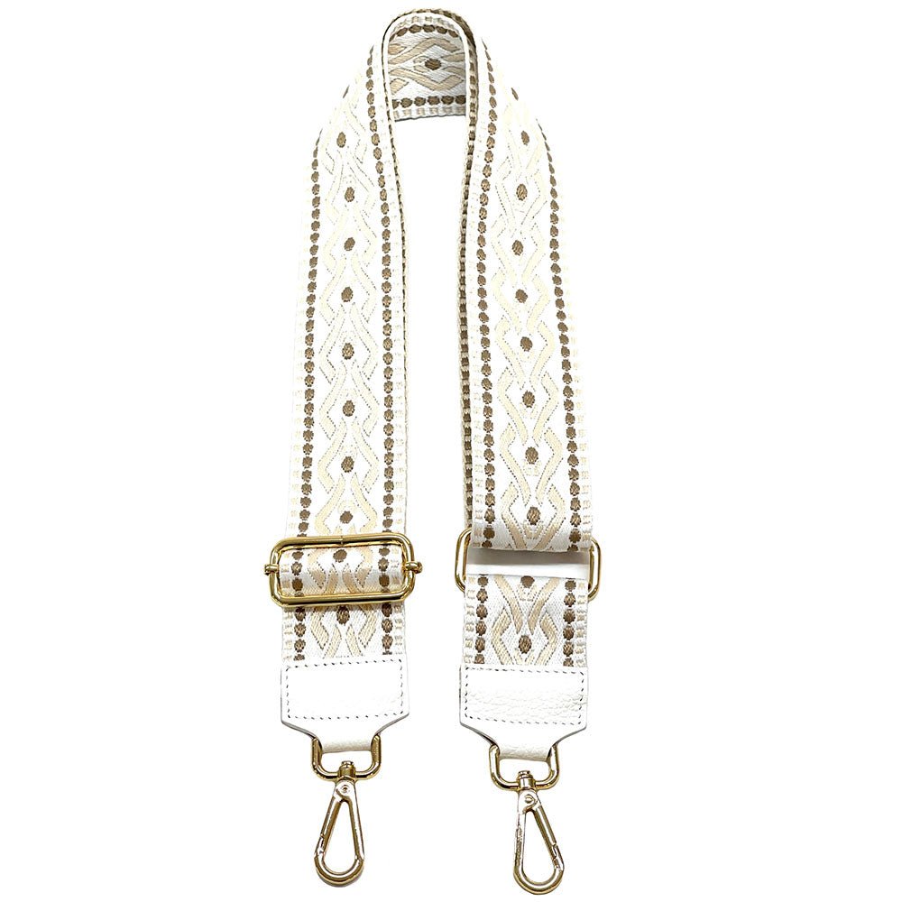 Jacquard Shoulder Strap – Tribal - Inspired Design - Leather Italiano