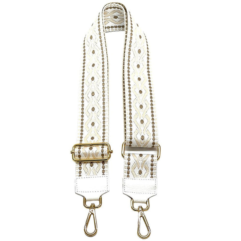 Jacquard Shoulder Strap – Tribal - Inspired Design - Leather Italiano