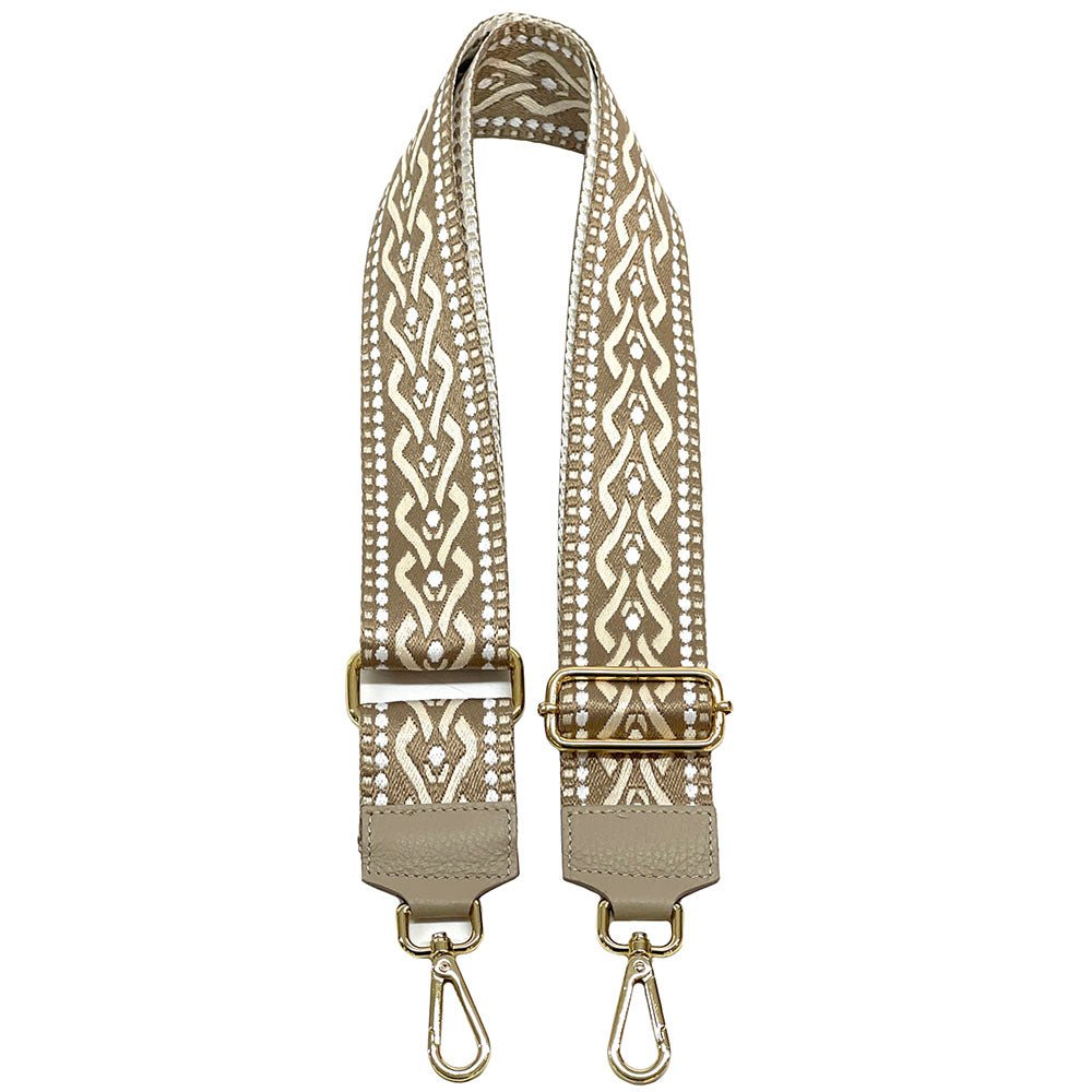 Jacquard Shoulder Strap – Tribal - Inspired Design - Leather Italiano