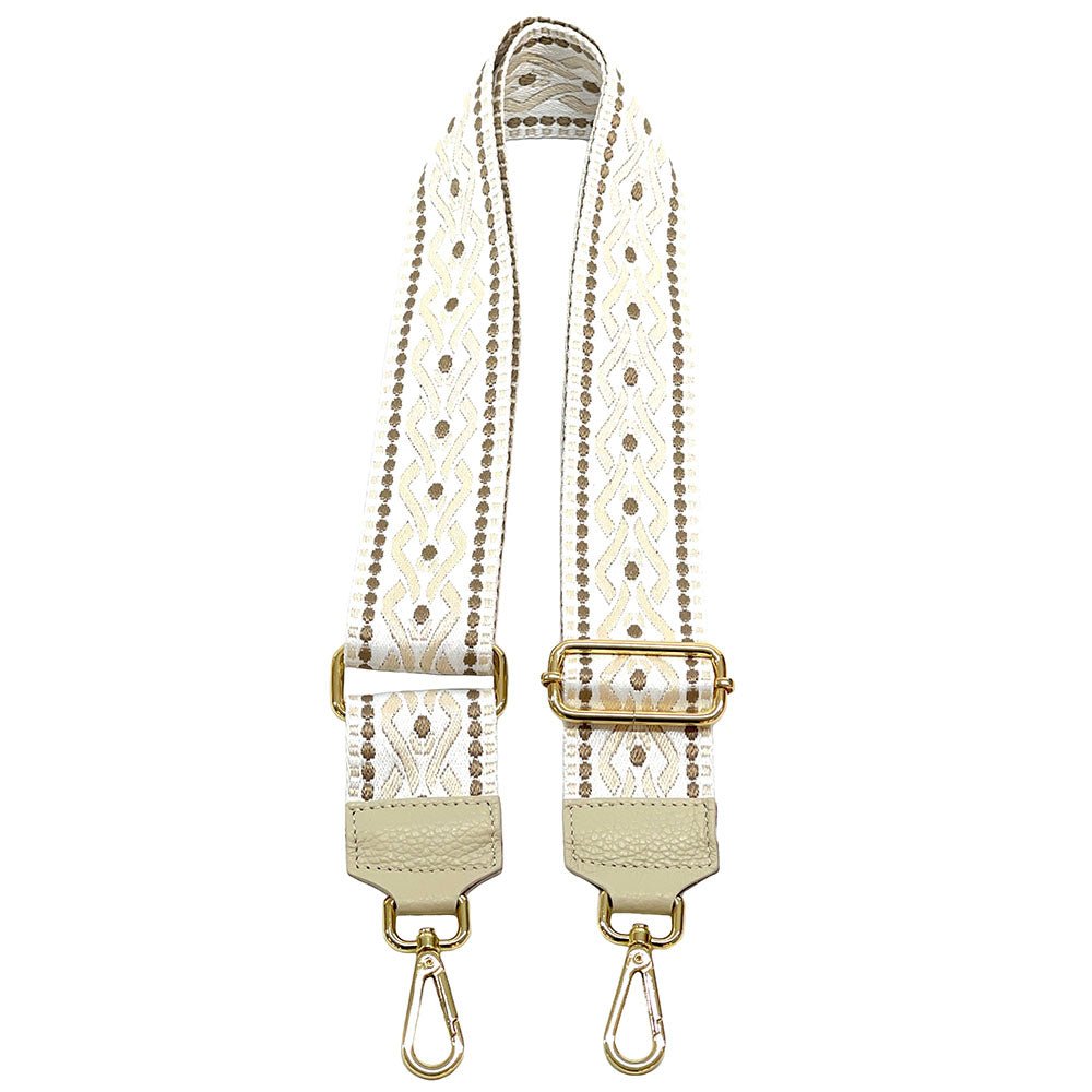 Jacquard Shoulder Strap – Tribal - Inspired Design - Leather Italiano