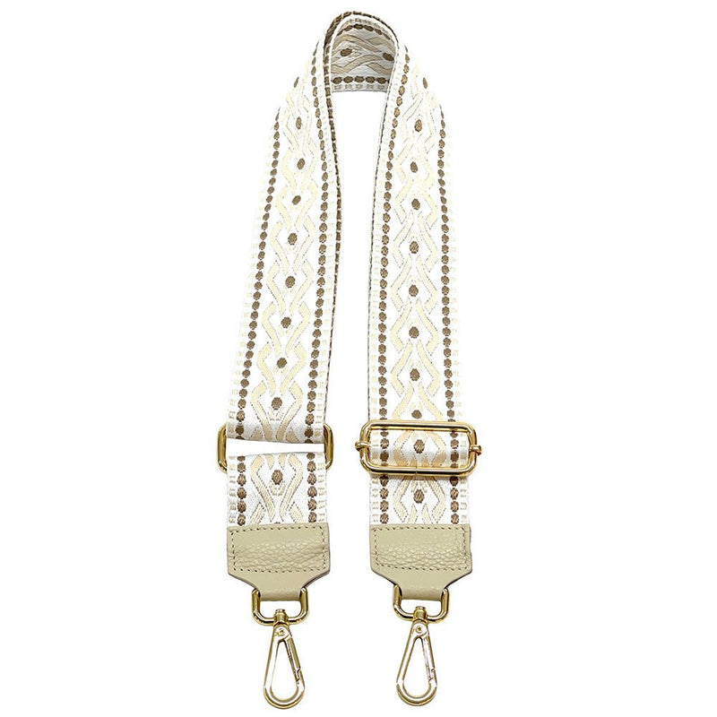 Jacquard Shoulder Strap – Tribal - Inspired Design - Leather Italiano