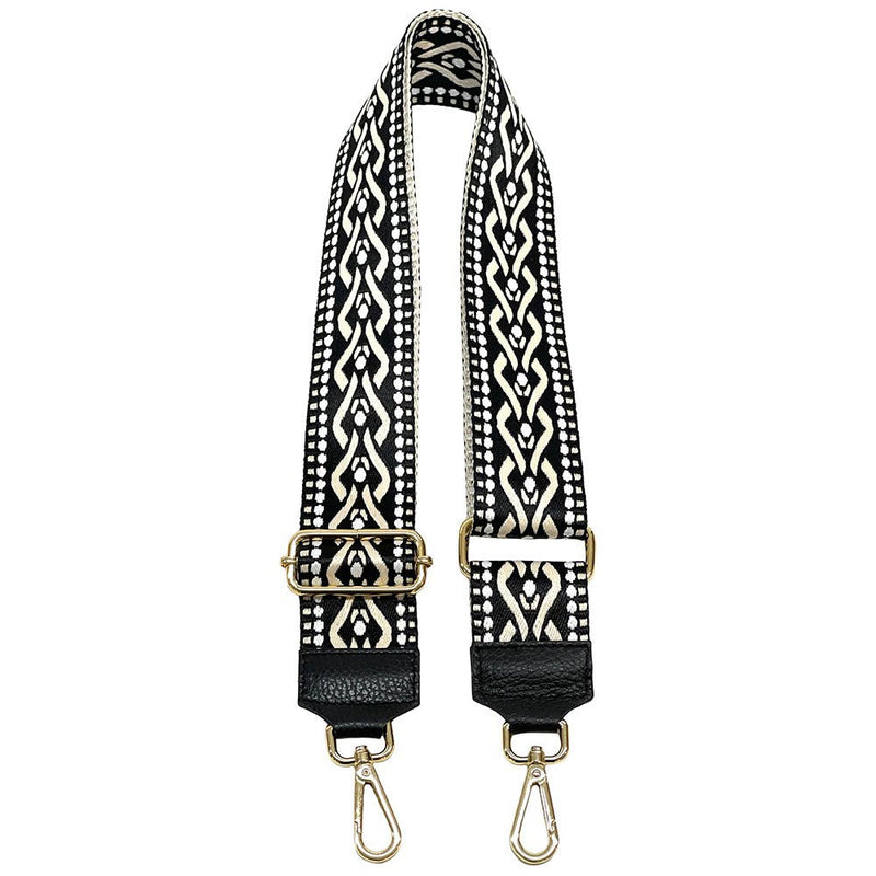 Jacquard Shoulder Strap – Tribal - Inspired Design - Leather Italiano