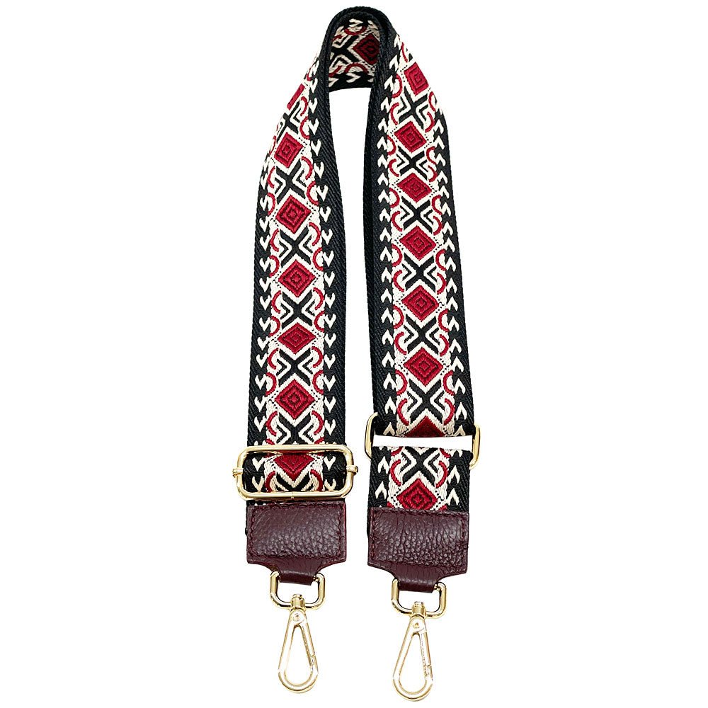 Jacquard Shoulder Strap – Tribal - Inspired Design - Leather Italiano