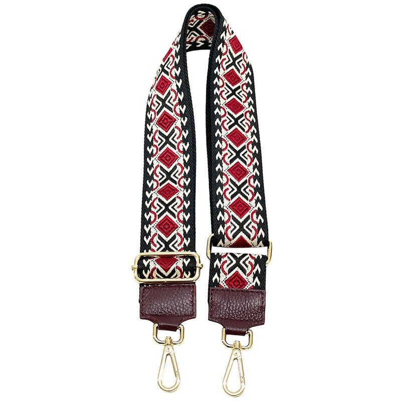 Jacquard Shoulder Strap – Tribal - Inspired Design - Leather Italiano