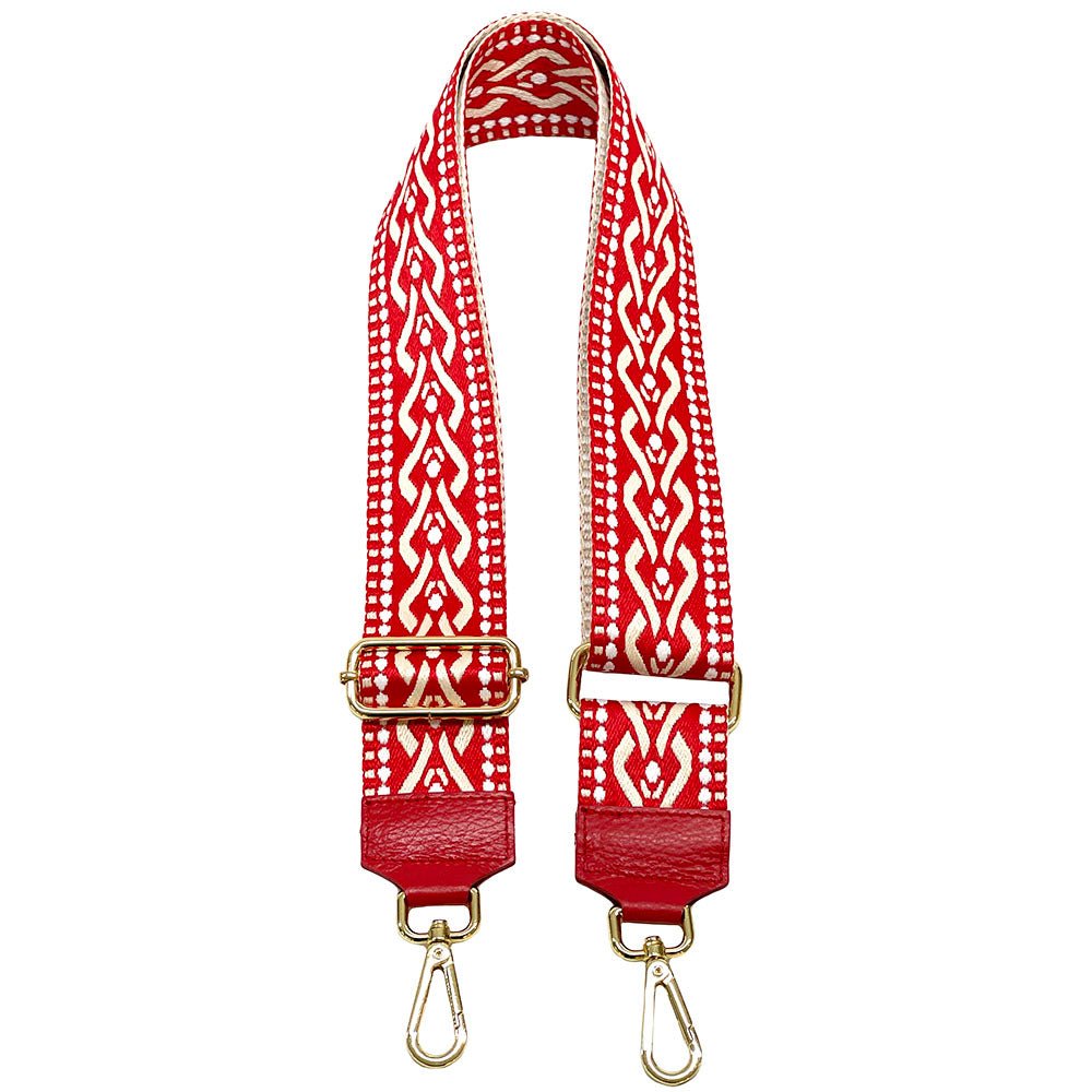 Jacquard Shoulder Strap – Tribal - Inspired Design - Leather Italiano