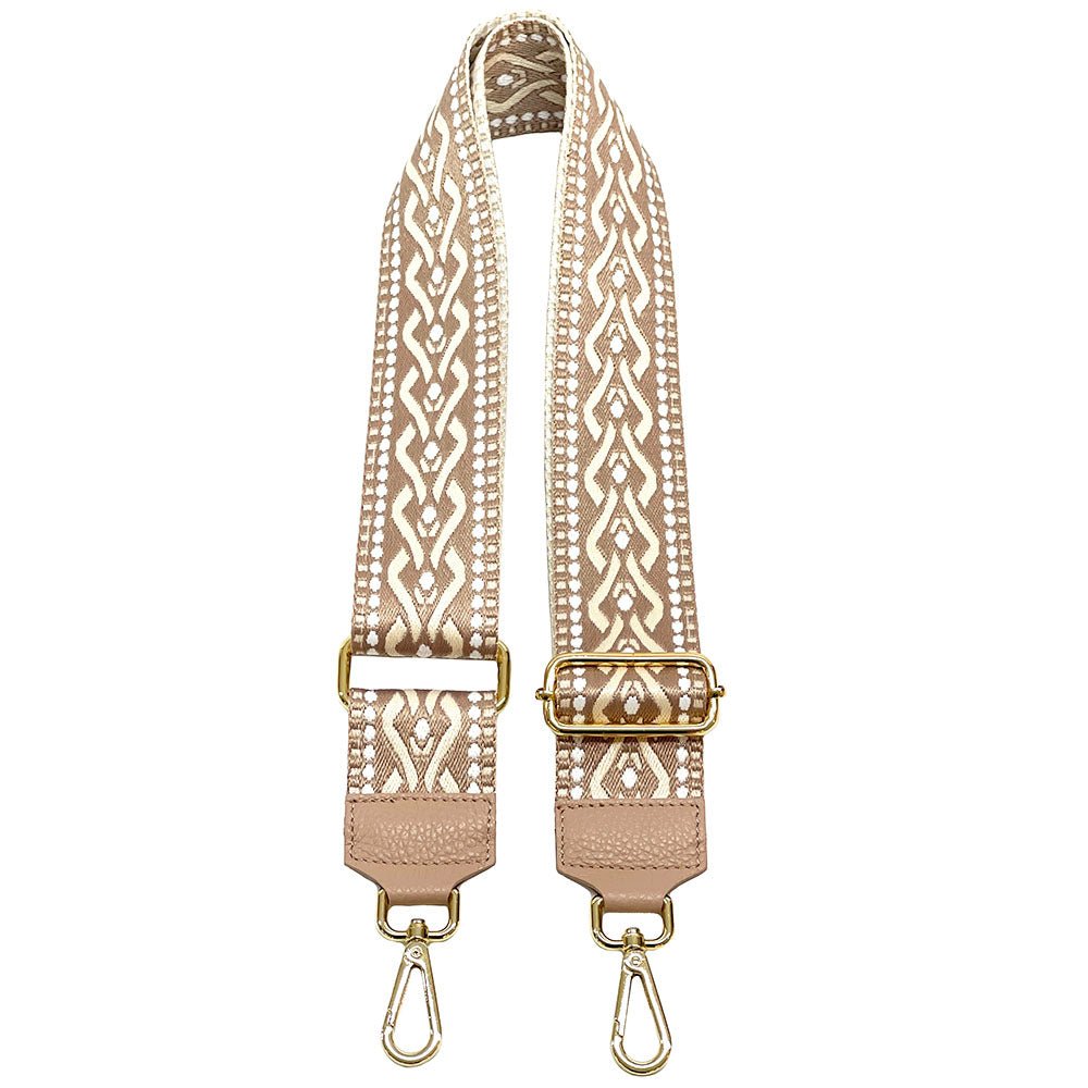 Jacquard Shoulder Strap – Tribal - Inspired Design - Leather Italiano