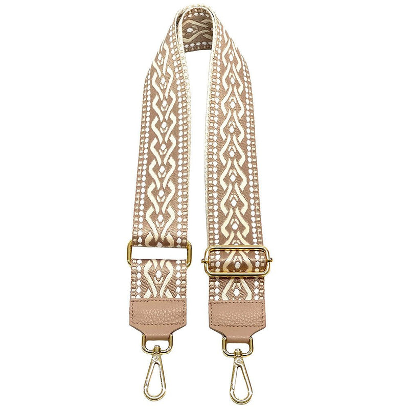Jacquard Shoulder Strap – Tribal - Inspired Design - Leather Italiano