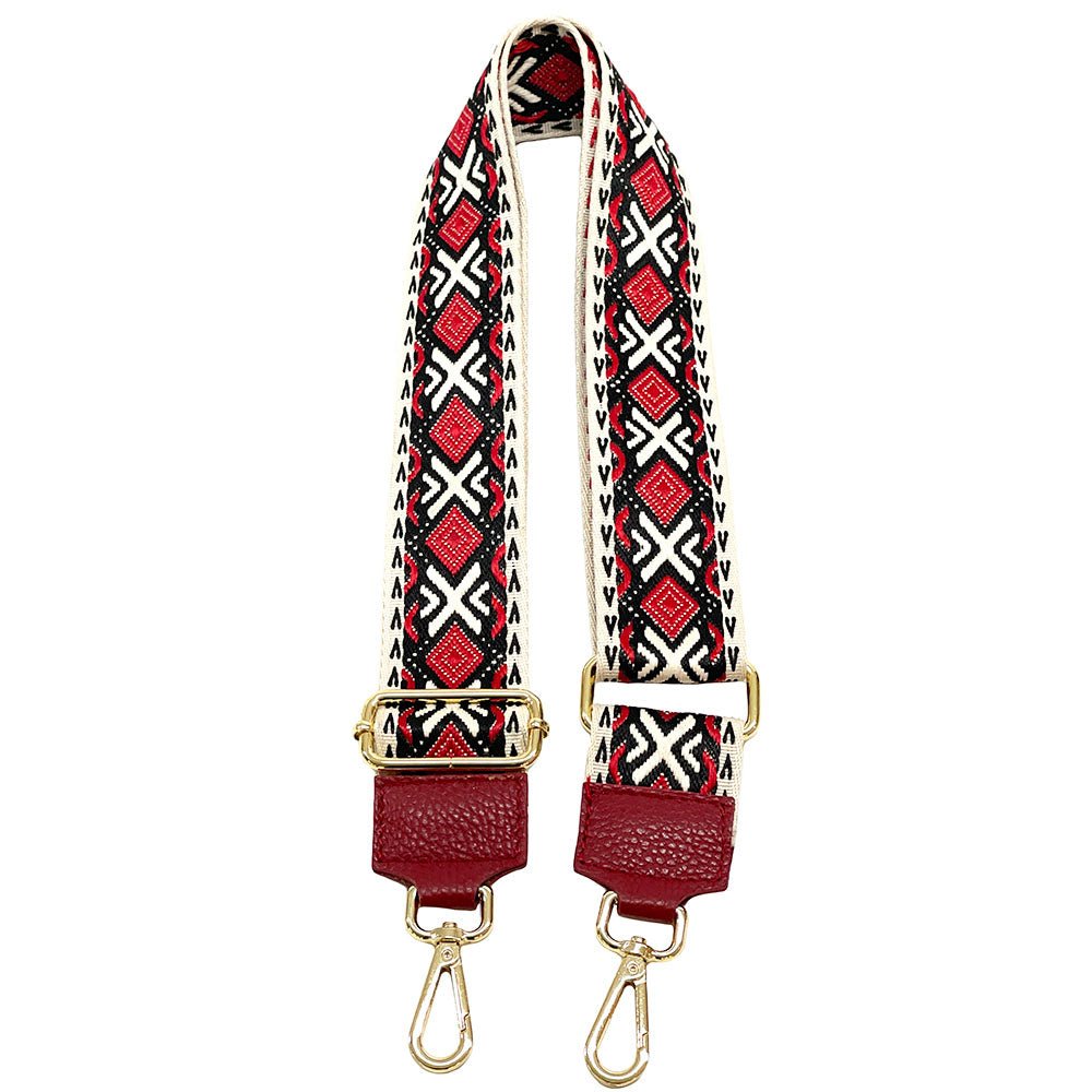 Jacquard Shoulder Strap – Tribal - Inspired Design - Leather Italiano