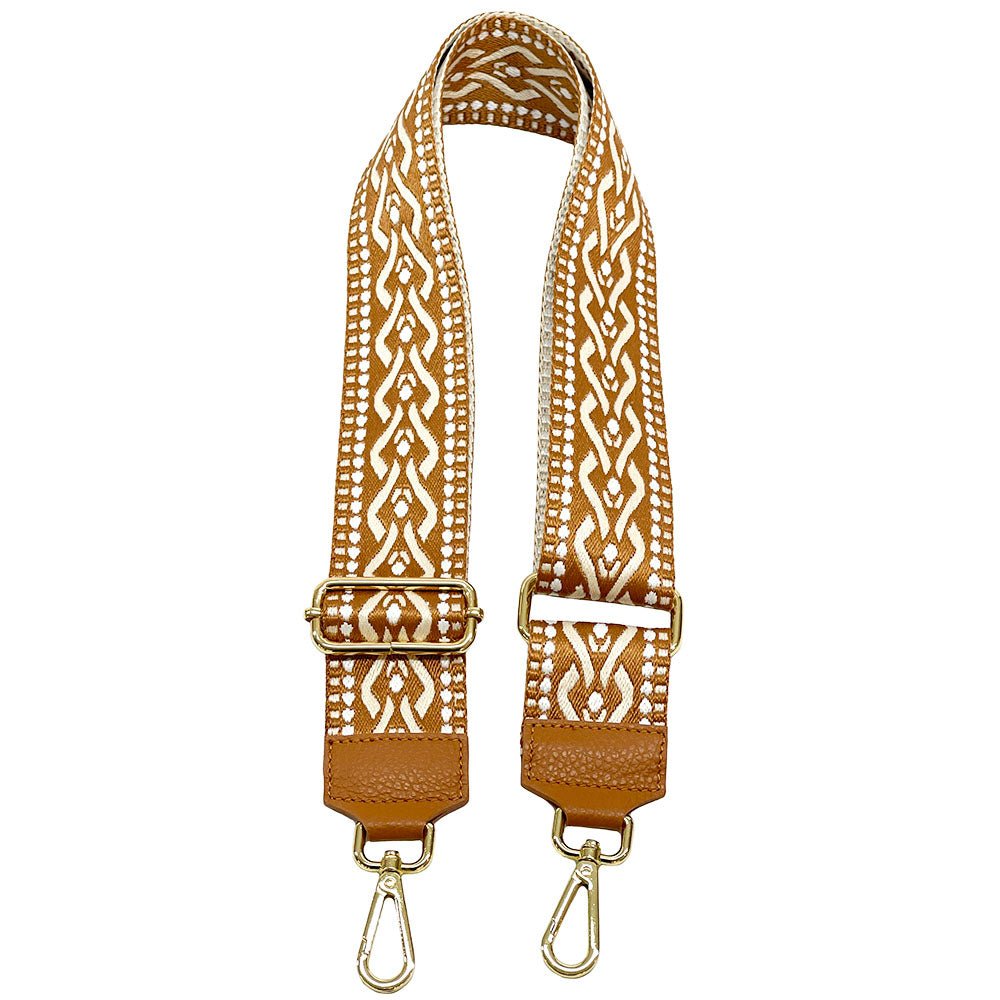 Jacquard Shoulder Strap – Tribal - Inspired Design - Leather Italiano