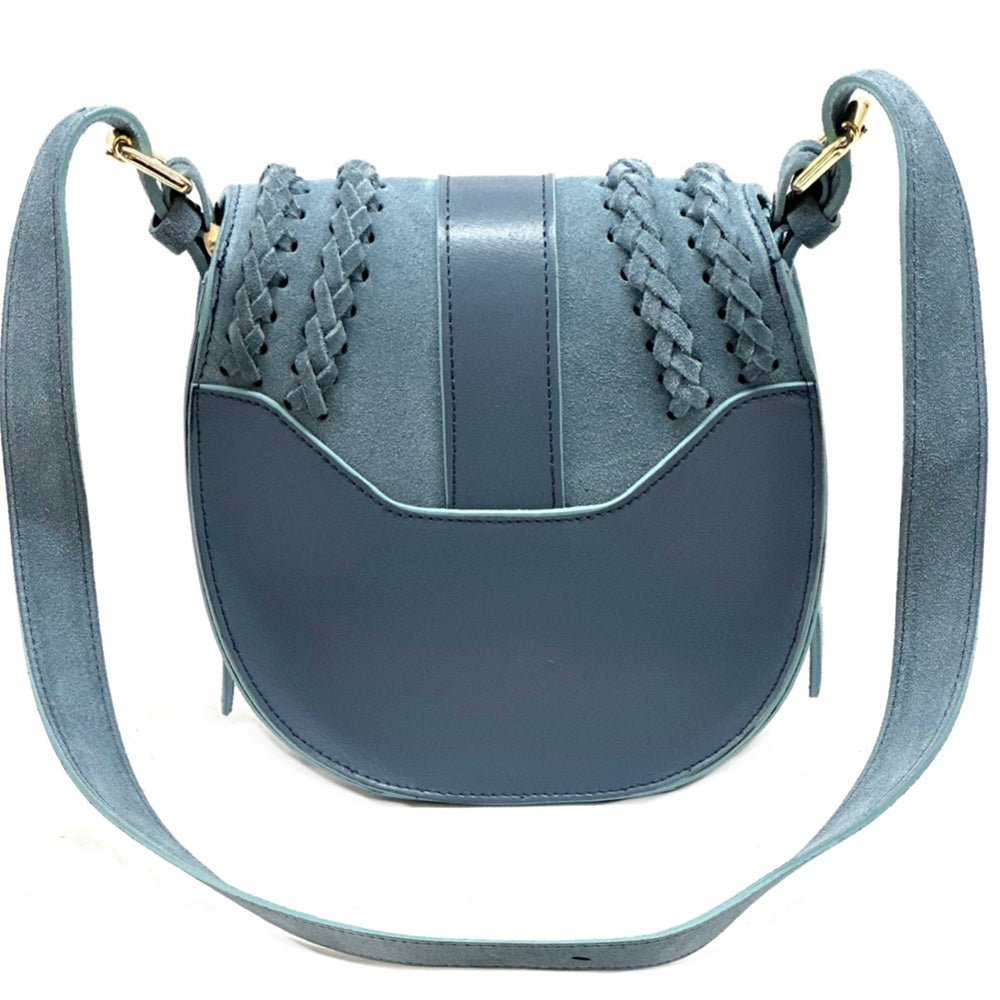 Lauren Italian Suede & Leather Cross - Body Bag | Handmade Florentine Saddle Bag - Leather Italiano