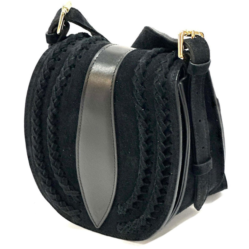 Lauren Italian Suede & Leather Cross - Body Bag | Handmade Florentine Saddle Bag - Leather Italiano