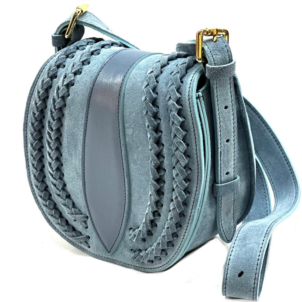 Lauren Italian Suede & Leather Cross - Body Bag | Handmade Florentine Saddle Bag - Leather Italiano