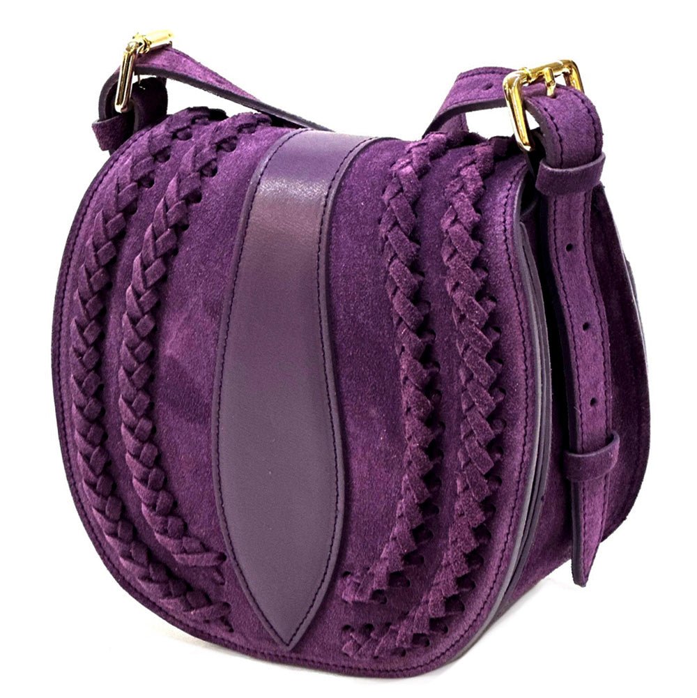 Lauren Italian Suede & Leather Cross - Body Bag | Handmade Florentine Saddle Bag - Leather Italiano